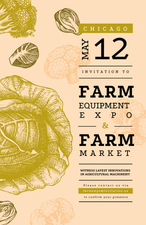 Healthy Green Cabbage For Farming Expo Invitation 5.5x8.5in Design Template