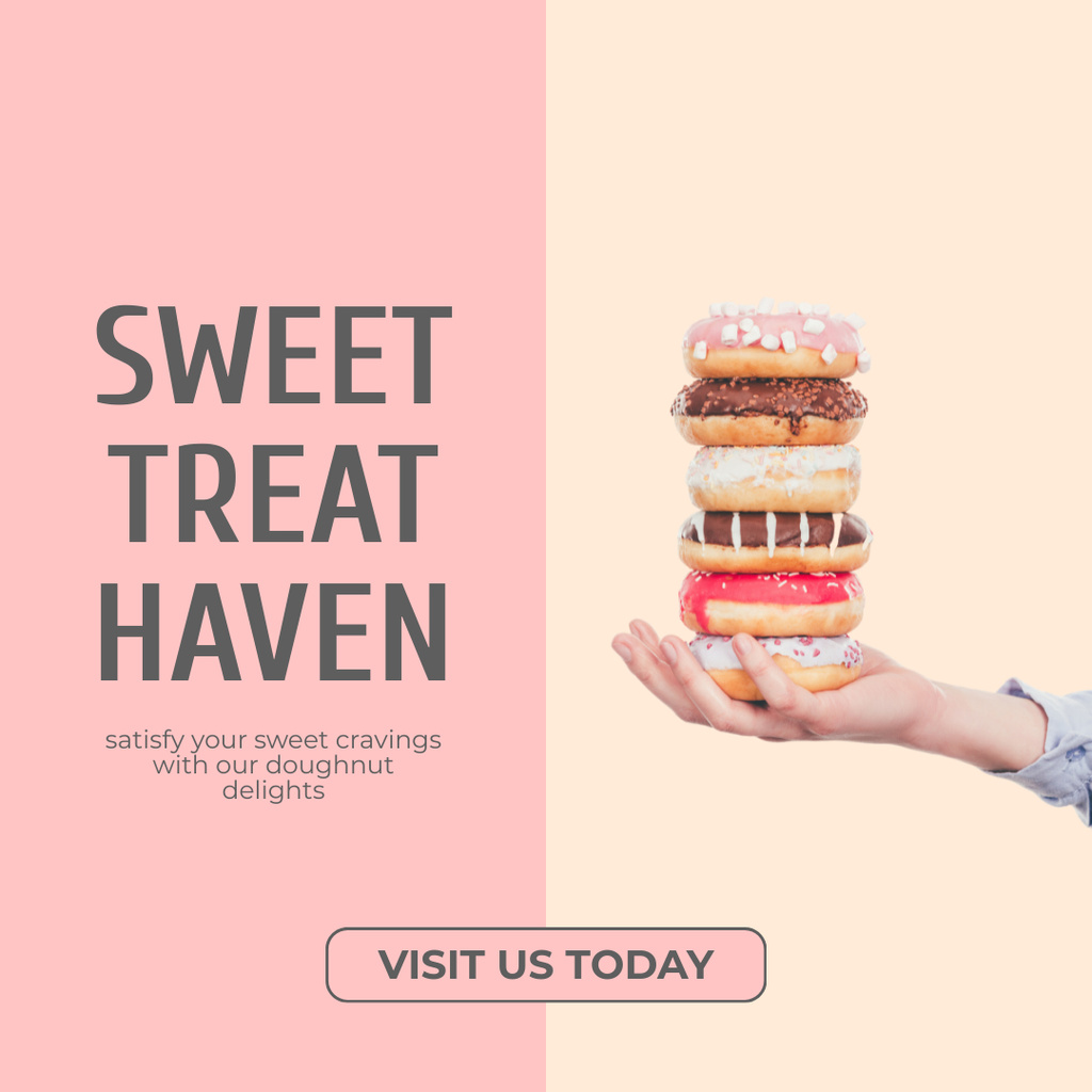 Doughnut Shop Offer of Sweet Treats Instagram Design Template