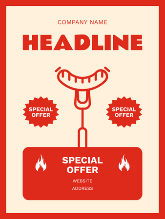 Специальное предложение с горячей колбасой на гриле Poster US – шаблон для дизайна