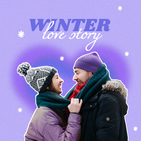 Winter Inspiration with Cute Happy Couple Instagram Design Template
