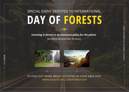 International Day of Forests Event Forest Road View Postcard Modelo de Design