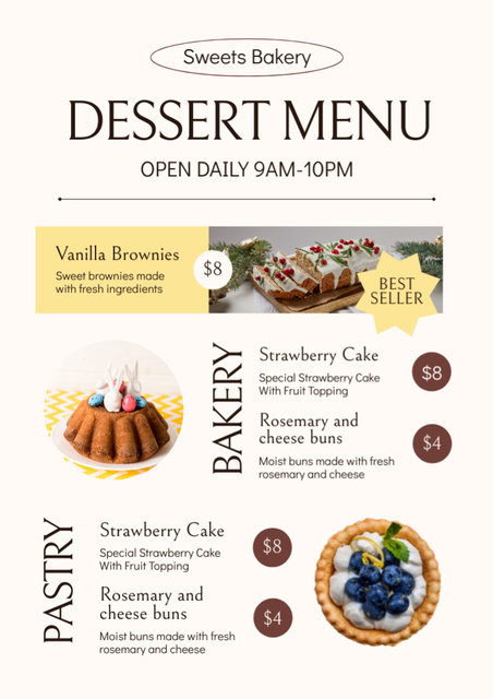 Dessert Offers Price-List Menu Design Template