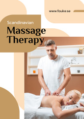 Massage Salon Ad with Masseur and Relaxed Woman