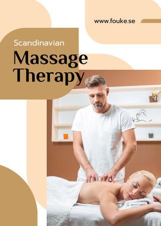 Massage Salon Ad Masseur by Relaxed Woman Flayer Design Template