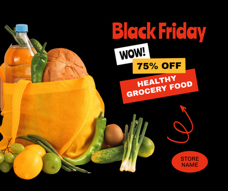 Designvorlage Black Friday Healthy groceries sale für Facebook