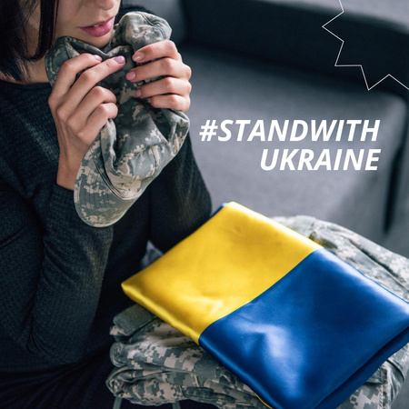 Stand with Ukraine with Flag and Military Uniform Instagram Design Template