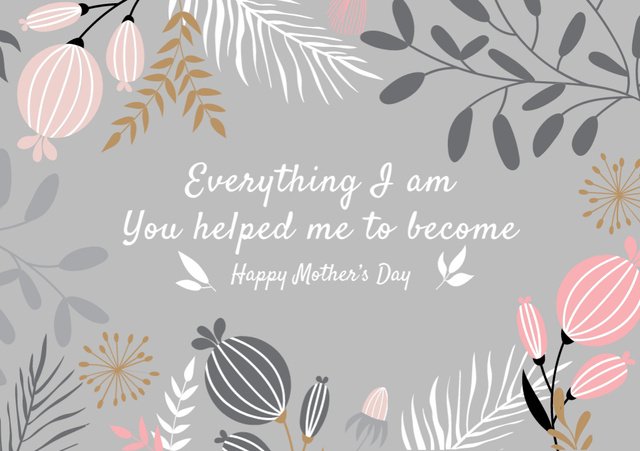 Happy Mother's Day Greeting With Floral Frame Postcard A5 – шаблон для дизайна