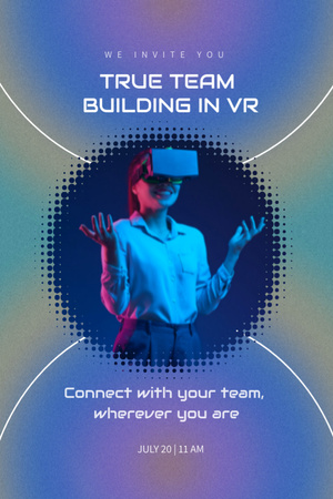 Virtual Team Building Announcement Invitation 6x9in Modelo de Design