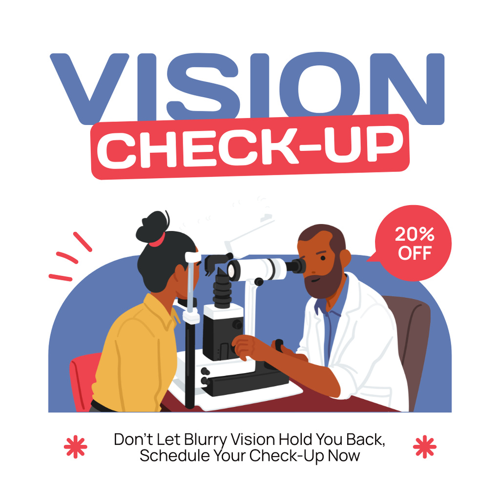 Discount on Vision Check Up with Experienced Ophthalmologist Instagram tervezősablon