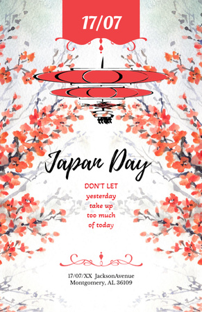 Japan Day With Sakuras Blossoming Invitation 5.5x8.5in Design Template