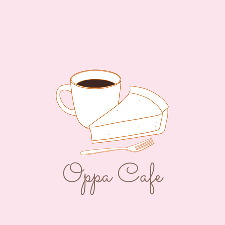 Cafe Ad with Coffee Cup and Cake Logo 1080x1080pxデザインテンプレート