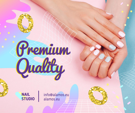 Hands with Pastel Nails in Manicure Salon Facebook Design Template