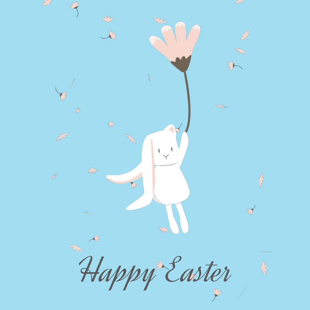Easter Bunny flying on a flower Animated Post Design Template
