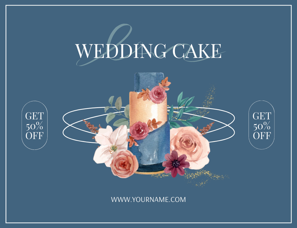 Delicious Cake for Your Wedding Thank You Card 5.5x4in Horizontal Design Template