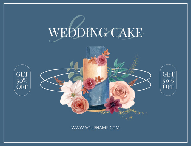 Plantilla de diseño de Delicious Cake for Your Wedding Thank You Card 5.5x4in Horizontal 