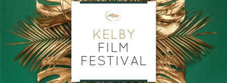 Film Festival Announcement with Golden Palm Branch Facebook cover Design Template