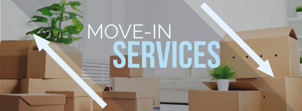 Ontwerpsjabloon van Facebook cover van Move-in services with boxes