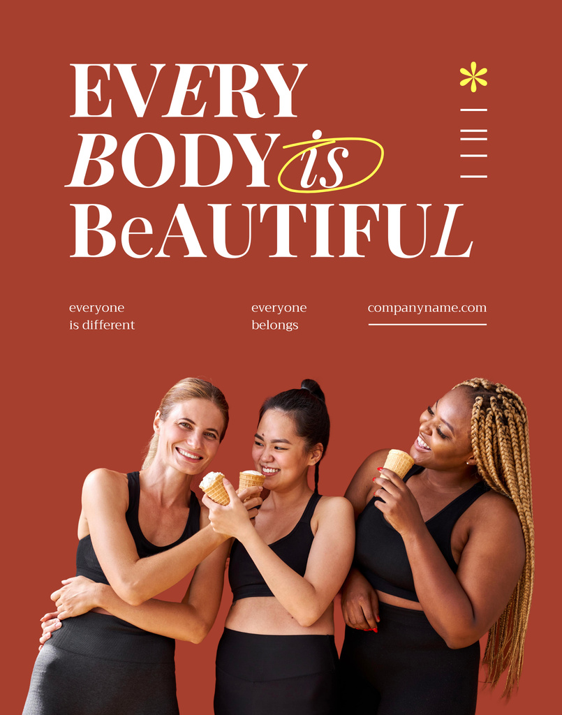 Protest against Body Shaming with Multiracial Women Poster 22x28in Design Template