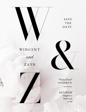 Save the Date and Wedding Event Announcement Invitation 13.9x10.7cm Design Template