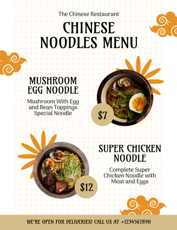 Offer Prices for Chinese Noodles Menu 8.5x11in Design Template