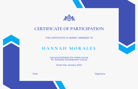 Ontwerpsjabloon van Certificate 5.5x8.5in van Prijs voor deelname aan cursus softwareontwikkeling