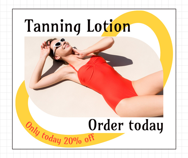 Platilla de diseño Discount on Tanning Lotion Today Only Facebook