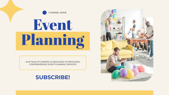 Planning Vibrant and Fun Events Youtube Thumbnail Design Template