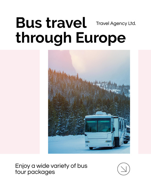 Travel Tour Offer with Bus in Mountains Flyer 8.5x11in – шаблон для дизайну