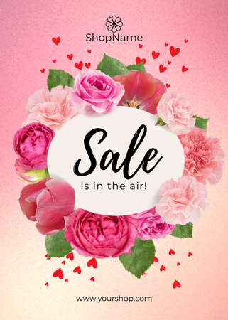 Platilla de diseño Floral Shop Offer on Valentine's Day Flayer