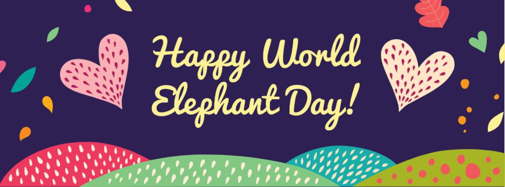 Elephant Day Celebration Announcement Facebook cover Πρότυπο σχεδίασης