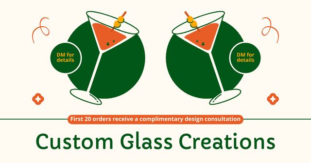 Discounted Price on Custom Glassware Creations Facebook AD Design Template