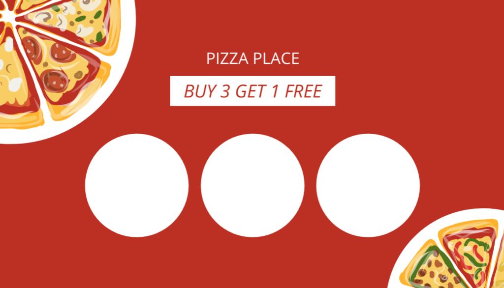 Designvorlage Pizza Place Loyalty Program on Red für Business Card US