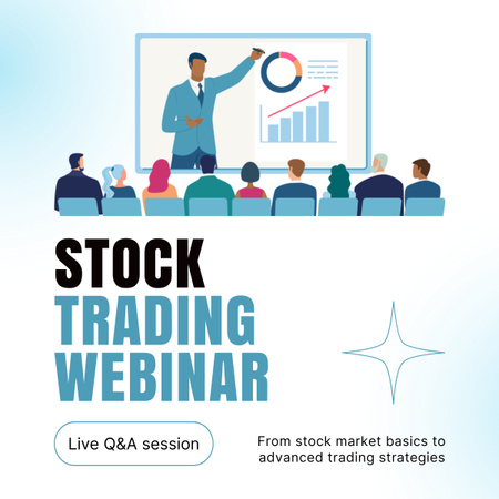 Webinar on Stock Trading with Questions and Answers LinkedIn post Design Template