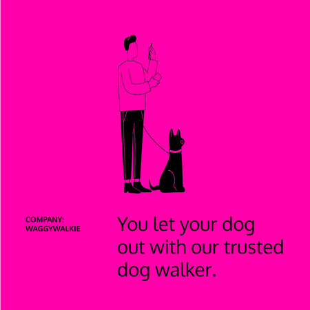 Dog Walking services with Man walking Pet Animated Post Design Template