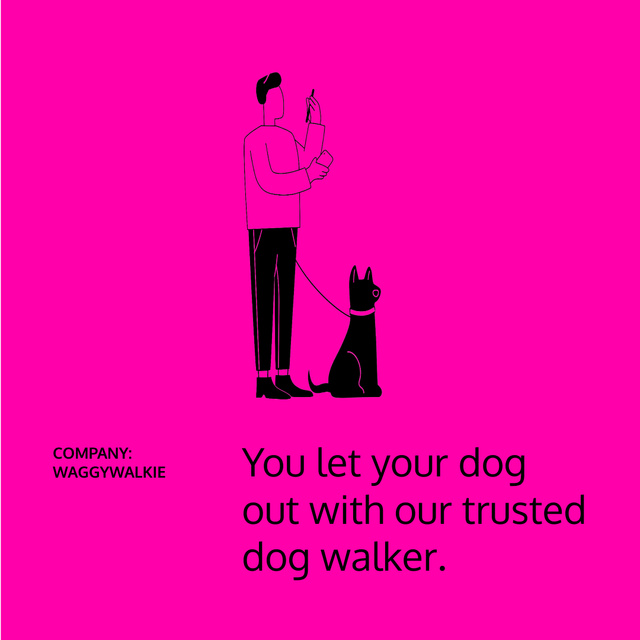 Dog Walking services with Man walking Pet Animated Post Modelo de Design
