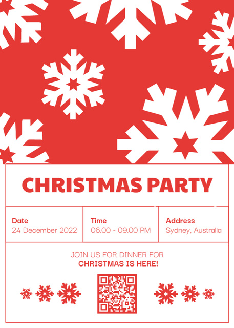 Ontwerpsjabloon van Invitation van Christmas Party with Snowflake Pattern in Red