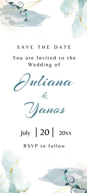 Save the Date of Perfect Wedding Invitation 9.5x21cm Design Template