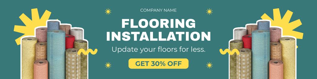 Flooring Installation Services Ad with Various Samples Twitter Tasarım Şablonu