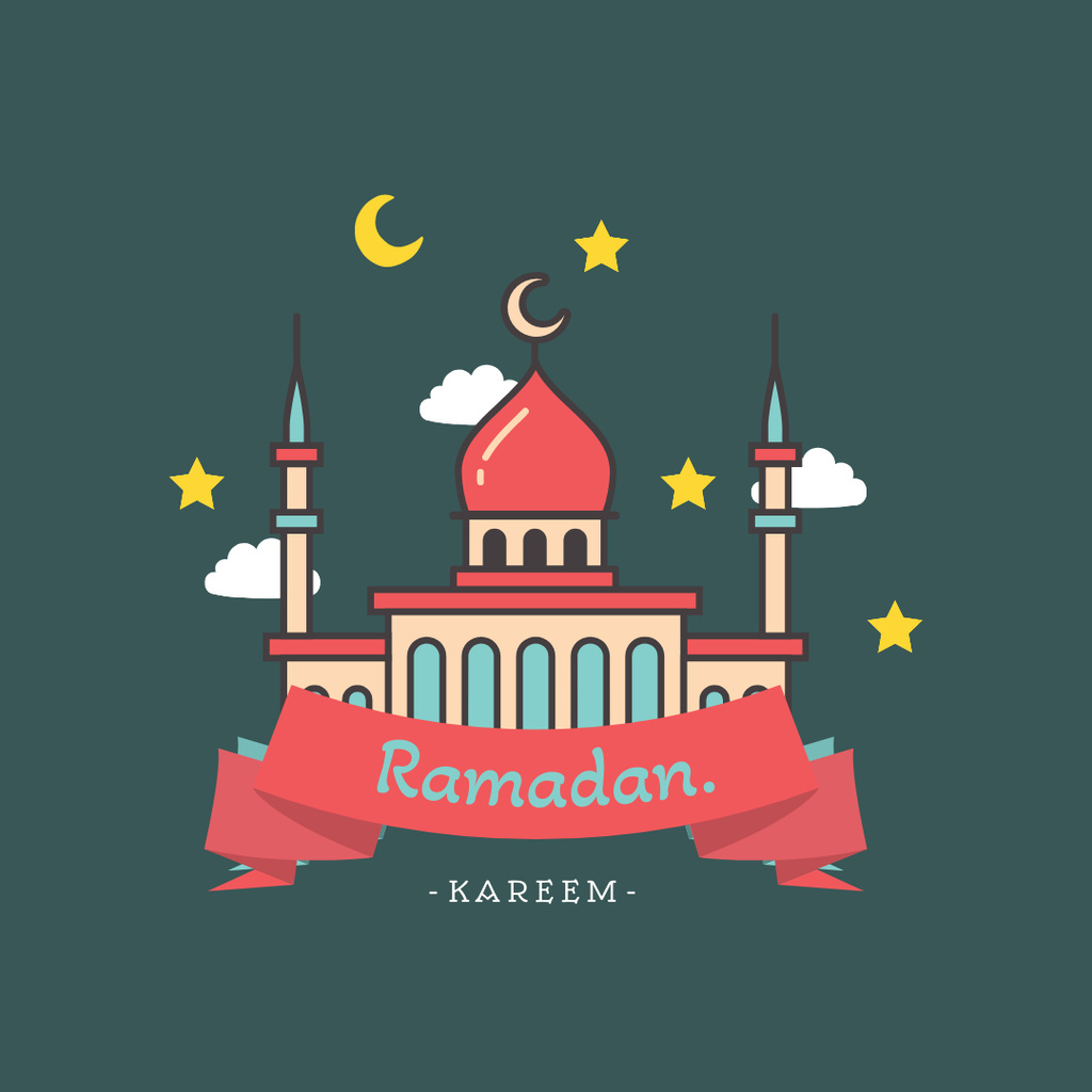 Modèle de visuel Holy Month Ramadan Announcement with Mosque - Instagram