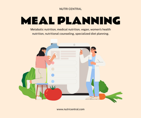 Nutritionist Services with Meal Planning Facebook Design Template