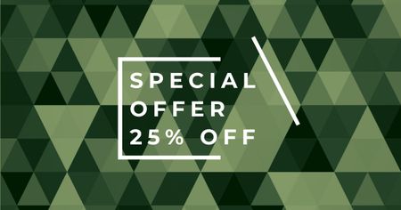 Special Discount Offer on Green Abstract Pattern Facebook AD Design Template