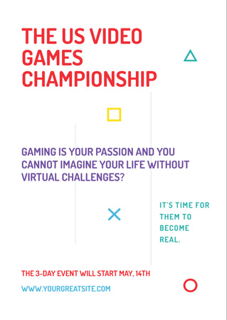 Video Games Championship announcement Flyer A6 Design Template