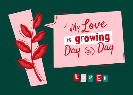 Мила любовна фраза з яскраво-червоним листям у зеленому кольорі Postcard 5x7in – шаблон для дизайну
