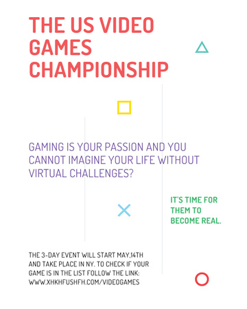 Video Games Championship announcement Poster 16x20in Design Template