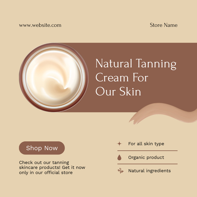 Designvorlage Natural Tanning Cream für Instagram AD