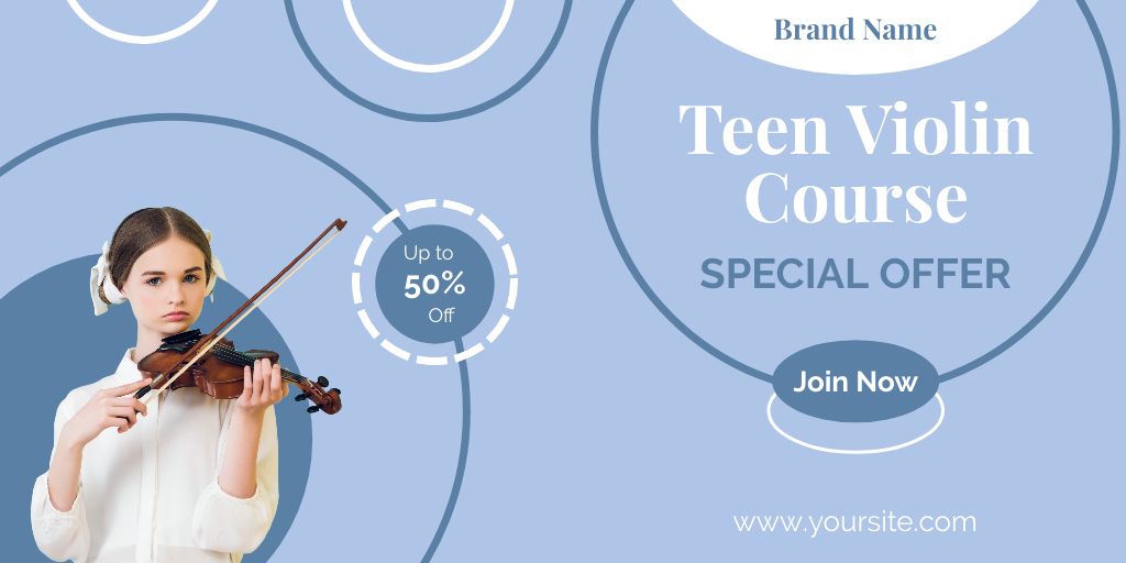 Violin Course Special Offer For Teens Twitter Tasarım Şablonu