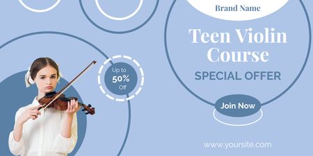Violin Course Special Offer For Teens Twitter Design Template