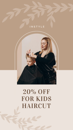 Ontwerpsjabloon van Instagram Story van Kids Haircut Discount Offer