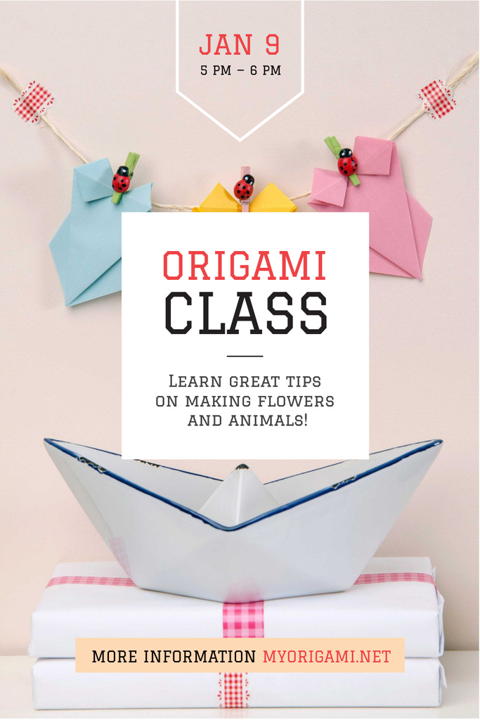 Template di design Origami class Announcement Pinterest