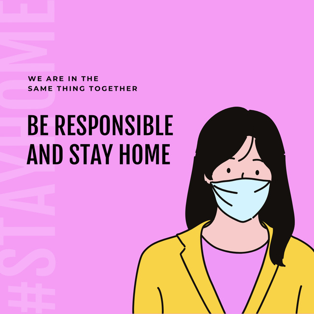 #Stayhome Coronavirus awareness with friendly Doctor Instagramデザインテンプレート